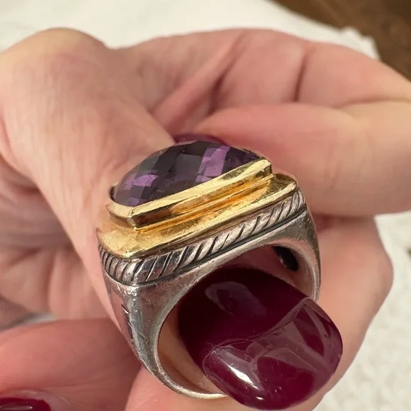 David Yurman❌NOT AVAILABLE❌Gold & Sterling Silver Ring with Amethyst Gemstone - Picture 9 of 16